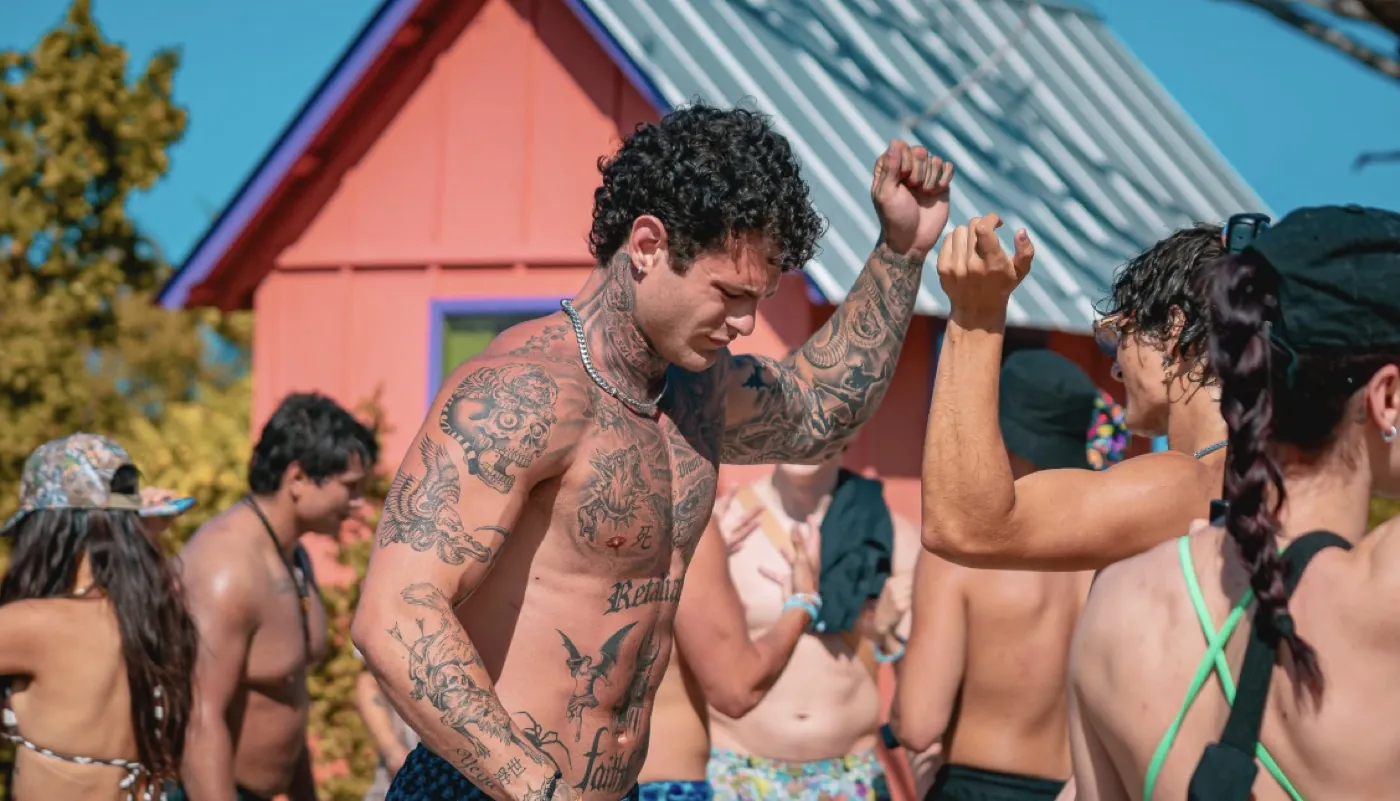 Underground Garden beach party — dancing in the golden afternoon sun