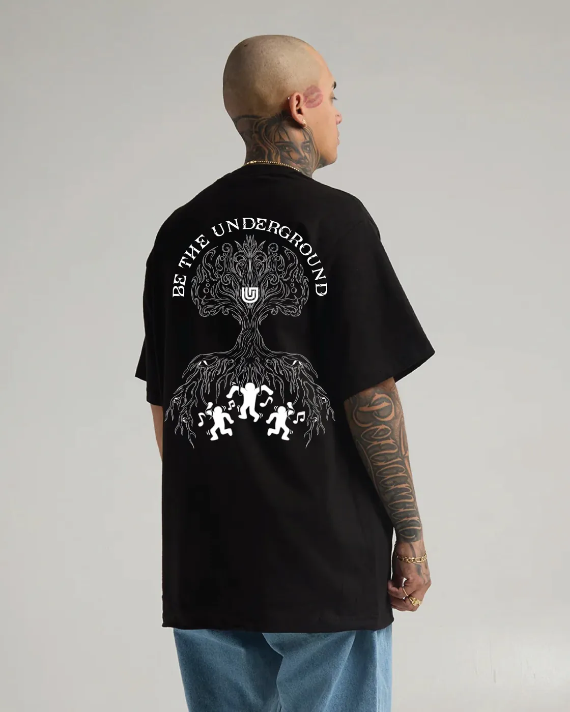 Underground Garden 'Be the Underground' back print, worn
